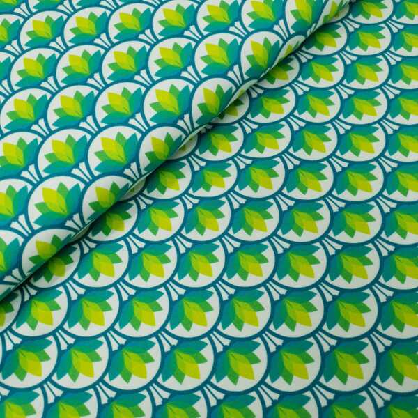 Lotus Dreams by lycklig desing Baumwolljersey Ornament kiwi, grün, smaragd
