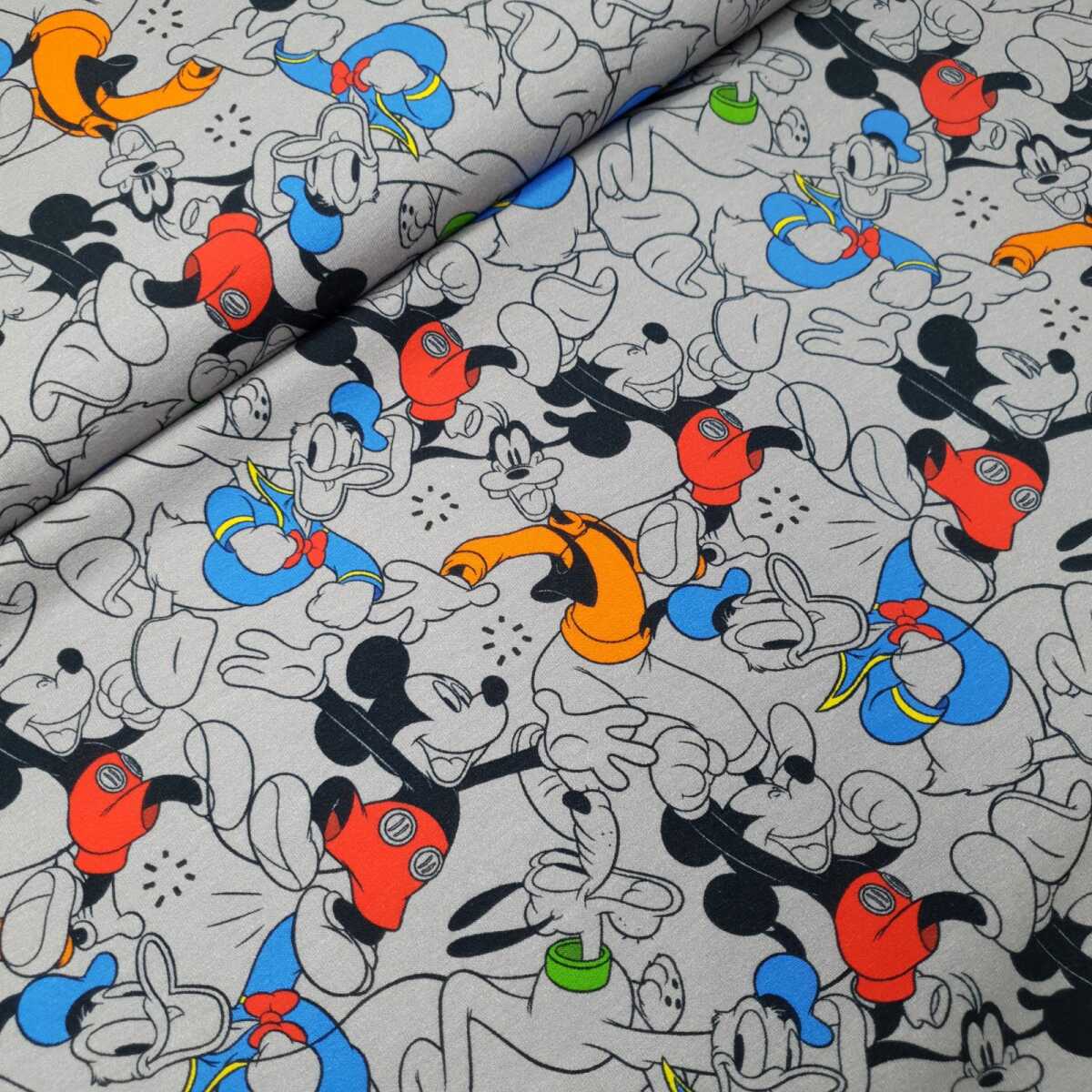 Minnie & Mickey French Terry Digitaldruck Weihnachten Minnie Mickey Goofy  Donald Pluto grün 1,58m Breite