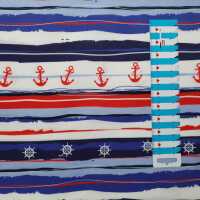 Marine Baumwolle maritim dunkelblau, blau, weiß, rot