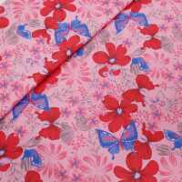 Mandy Baumwolle Blumen mit Schmetterlingen rosa, rot, blau