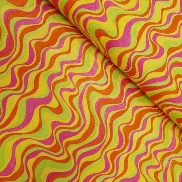 Girl Groove by Design Trends Baumwolle Wellen   gelb, kiwi, orange, pink
