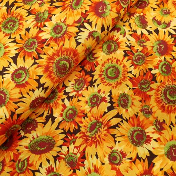 Sunflowers-Quilt Patchworkstoff Blumen orange, grün