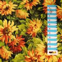 Sunflowers – Quilt Patchworkstoff Blumen dunkelgrün, kiwi, orange, gelb