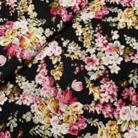 Anna Patchworkstoff Blumen schwarz, rosa, pink, beige