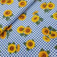 Sunflower Farm Patchworkstoff Sonnenblumen, kariert blau,...