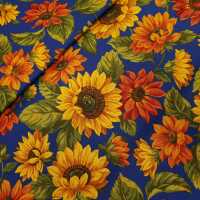 Sunnny Patchworkstoff Sonnenblumen blau, gelb, orange, grün