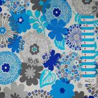 Saphire Patchworkstoff Blumen weiß, türkis, grau, blau