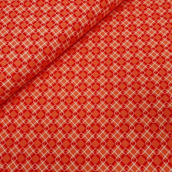 Rubies Patchworkstoffe geometrisch orange, weiß