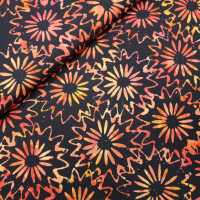 Franz III Patchworkstoffe Batik mit Blumen schwarz, orange