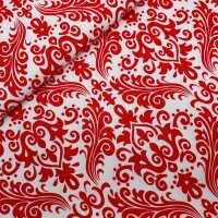 Cotton Damask Patchworkstoff Ornamente weiß, rot