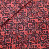 Masquerade for Red Rooster Patchworkstoff Ornamente schwarz, rot