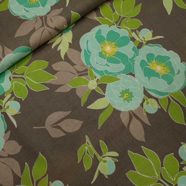 The Cottage Garden Patchworkstoff Blumen taupe, mint, kiwi, gelb