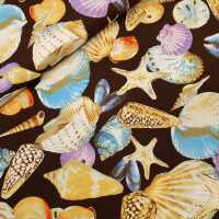 Seashells Patchworkstoff Muscheln braun, hellblau,...