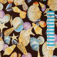 Seashells Patchworkstoff Muscheln braun, hellblau, flieder, naur, orange