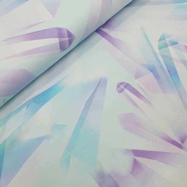 Crystal Magic by lycklig design Baumwolljersey Kristalle mint, türkis, flieder
