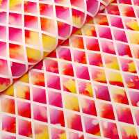 Crystal Magic by lycklig design Baumwolljersey Rauten mit Batikoptik weiß, pink, gelb