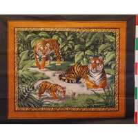 Bengal Tiger Patchworkstoff Panel grün, orange,...