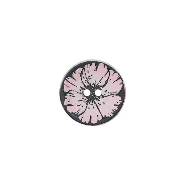 Polyesterknopf 2-Loch rosa Blume