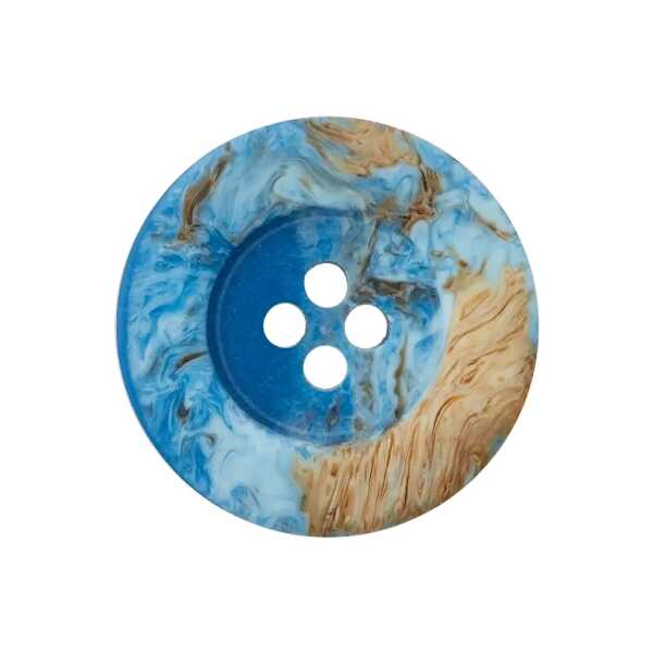 Polyesterknopf 4-Loch blau marmoriert