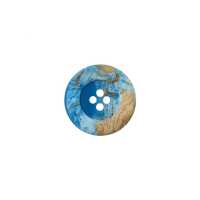 Polyesterknopf 4-Loch blau marmoriert 18mm x3mm