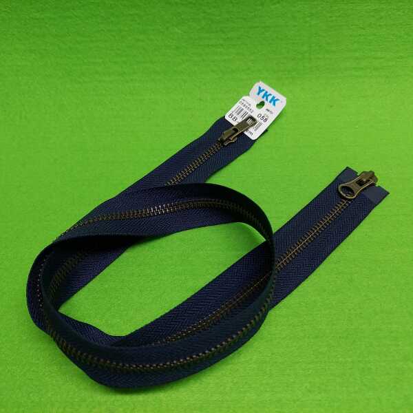 YKK Reißverschluss Zweiwege 75cm, FB marine Metall Antik Gold