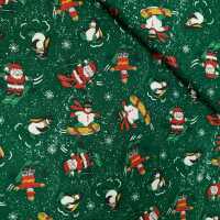 Ozark Christmas Patchworkstoff, Weihnachtsmann, Pinguine, Schneemänner, grün