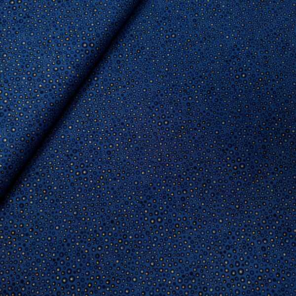 Fancy Cats Dots by Makower UK Patchworkstoff, Tupfen, blau, gold