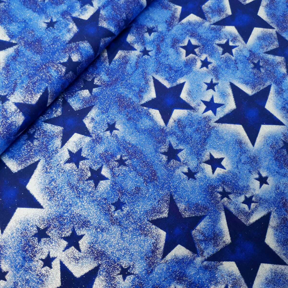 Star Glitter Patchworkstoff, blau, Glitzer - Stoffhaus Hanke, 14,90 €