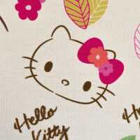 Hello Kitty Baumwolljersey, Katzen Blumen, natur