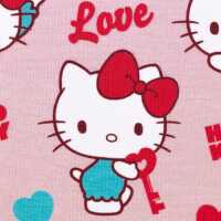 Hello Kitty Baumwolljersey Katzen und Herze, rosa