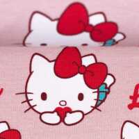 Hello Kitty Baumwolljersey Katzen und Herze, rosa