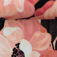 Melli French Terry, Blüten, schwarz/rosa