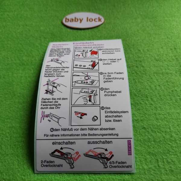 Aufkleber Einfädelhilfe BLE5-3  desire 3 Deutsch