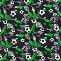 Fußball, Baumwolle Webware, Fußball schwarz/grün/weiß