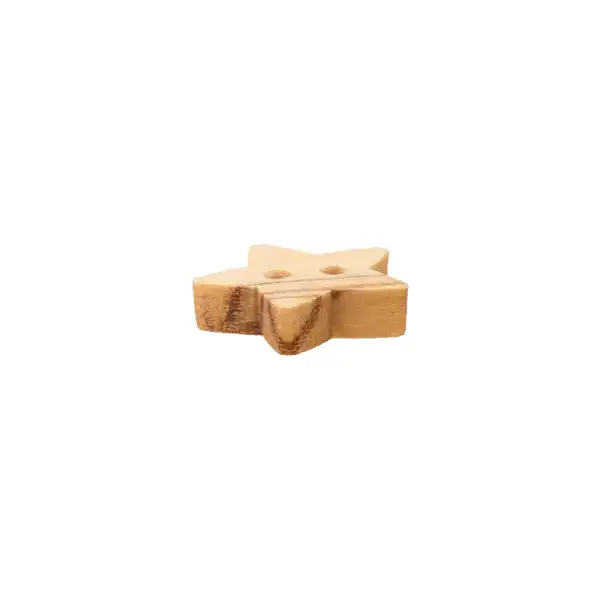 Holzknopf 2-Loch, Stern, 12mm, beige