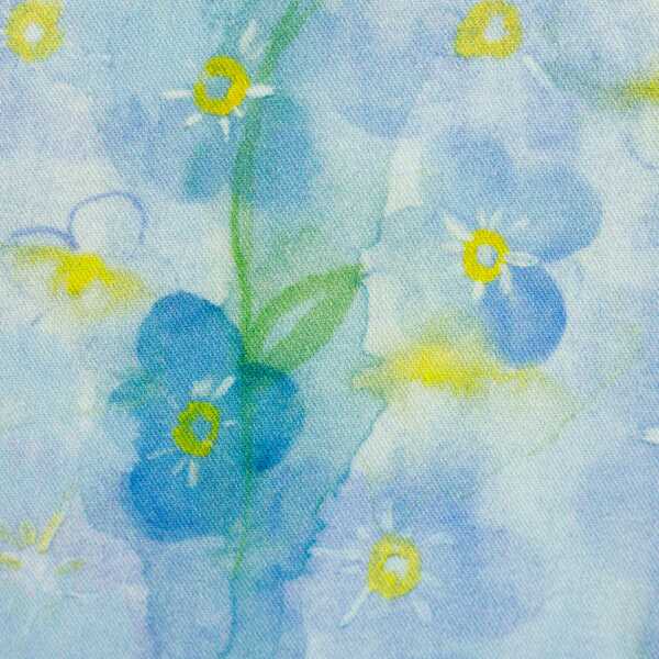 Garden by Anette Kithier, Viskose Webware, Blumen, Watercolor, hellblau