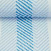 Thea , **Restschrumpfwert ca. 10%** - Musselin, Double Gauze Streifen, Chevron, blau