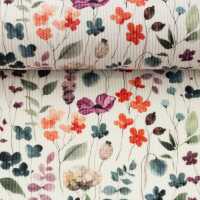 Mia Rippenjersey, Blüten, naturweiß/bunt