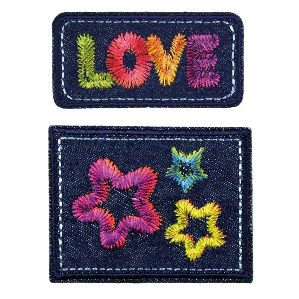 Applikation Jeans LOVE, mehrfarbig 621491