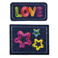 Applikation Jeans LOVE, mehrfarbig 621491