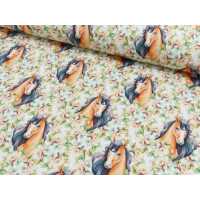 French Terry Digital Druck - Flower Horses bunt