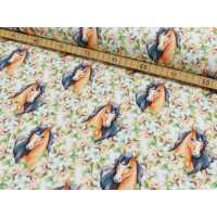 French Terry Digital Druck - Flower Horses bunt