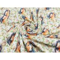 French Terry Digital Druck - Flower Horses bunt