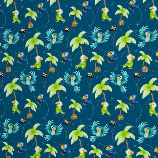 Ahoi! by  mrs Mint design Jersey Baumwolle Papageien petrol