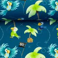 Ahoi! by  mrs Mint design Jersey Baumwolle Papageien petrol