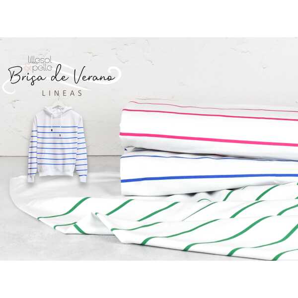 Lineas by Lillesol & Pelle French Terry Streifen blau/weiß Panel ca. 85cm