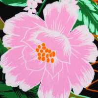 Julia Viskose Webware Blumen, schwarz/grün/rosa