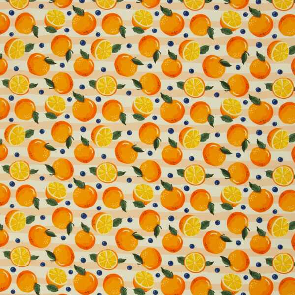 Fruits, Baumwolle Webware Orangen, Blaubeeren, apricot/weiß