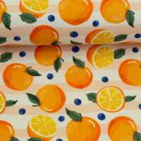 Fruits, Baumwolle Webware Orangen, Blaubeeren, apricot/weiß