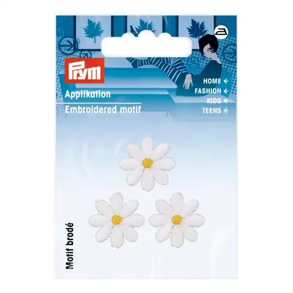 Applikation Blumen klein weiß 3 Stück 926720